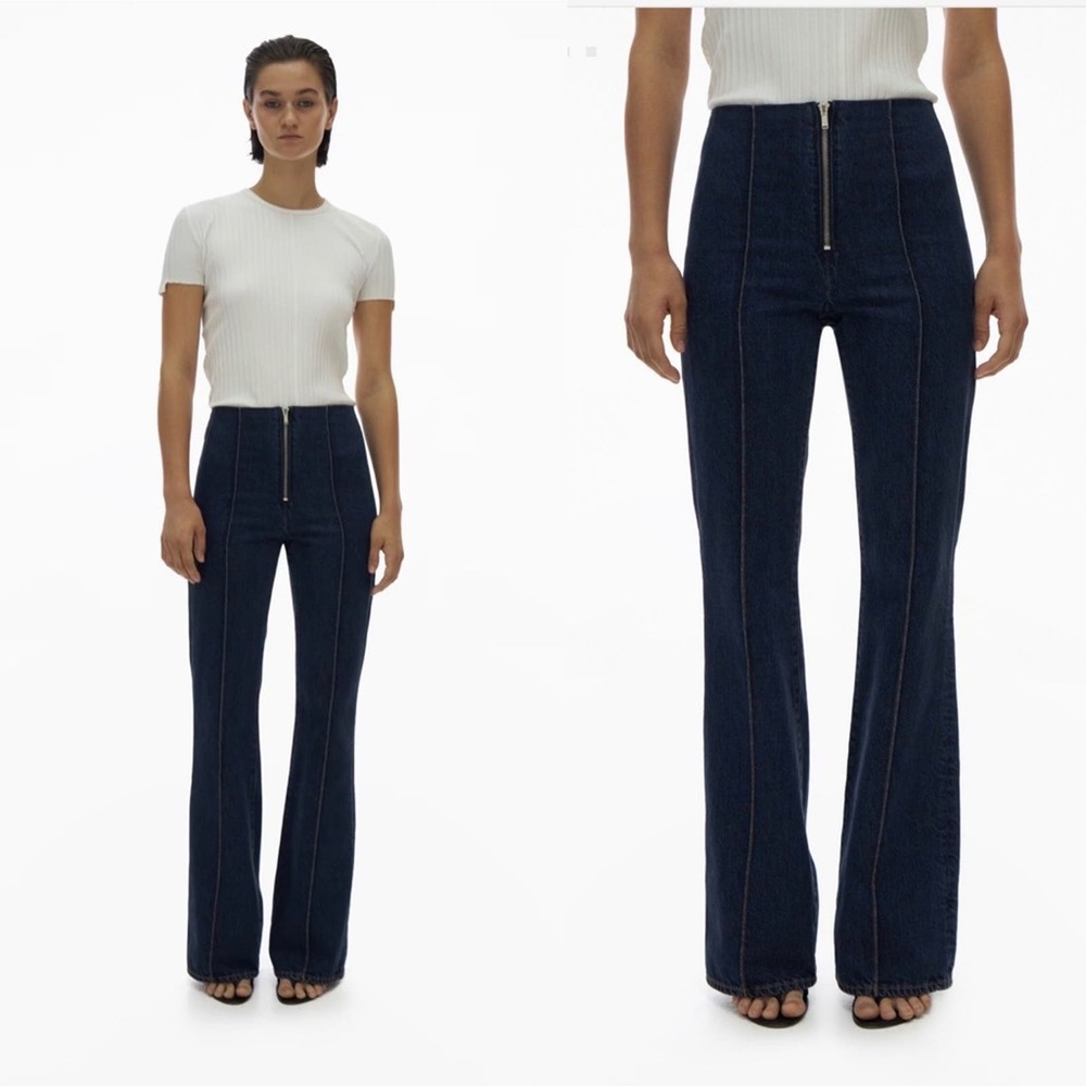 Helmut Lang | Dark Exposed Zipper Flare Jean